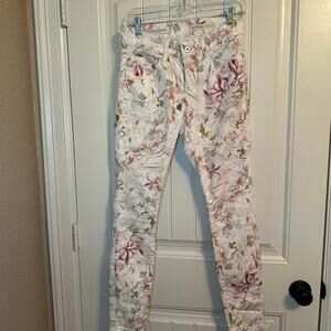 Pilcro and the letterpress anthropology beautiful floral skinny jeans size 26